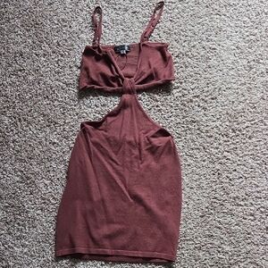 Brown Cut-Out Dress